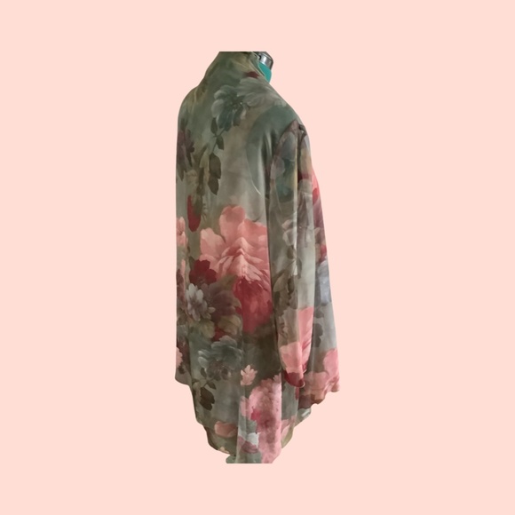 Vintage Peach and Gray Scalloped Tiered Dress and Sheer Matching Cover - Size 16 - Picture 9 of 9